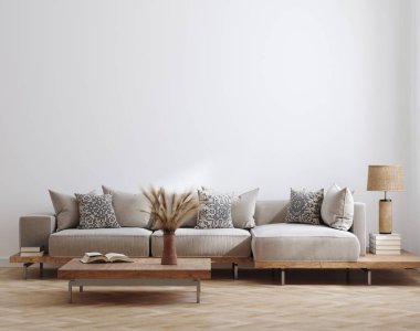 Modern iç arkaplan, duvar maketi, 3d render