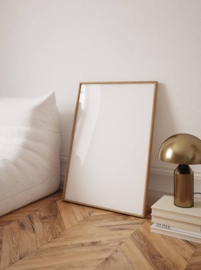 Ev maketi, açık renkli oda, Scandi-Boho tarzı iç plan, 3D canlandırma