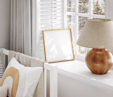 Çerçeveyi unisex çocuk odası iç plan, 3B görüntüleme