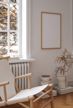 Ev modeli, minimalist dekore edilmiş iç plan, 3D görüntüleme