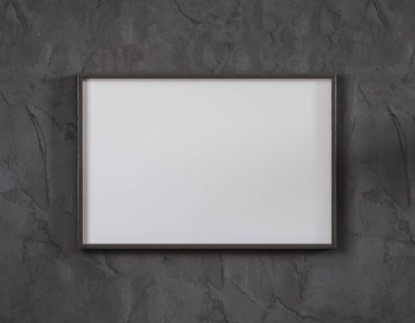 Model poster çerçeve koyu duvara yakın, 3D render