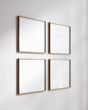 Kare poster çerçeve maketi yakın, 3d oluşturma