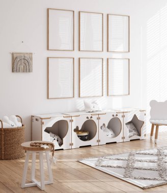 Çocuk odasında doğal ahşap mobilyalarla çerçeve oluşturun.