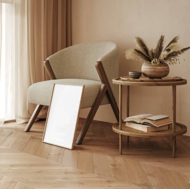Çerçeveyi ev içi arka plan, Boho biçimi, 3d biçiminde kapat
