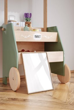 Çerçeveyi çocuk odası iç plan, 3B görüntüleme