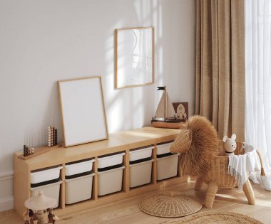 Çerçeveyi çocuk odası iç plan, 3B görüntüleme