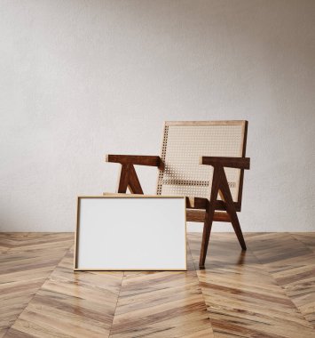 Minimalist göçebe iç plan çerçevesi, 3D görüntüleme