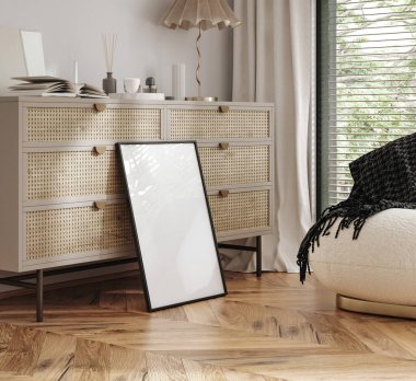 Home mock up, cozy modern interior background, 3d render