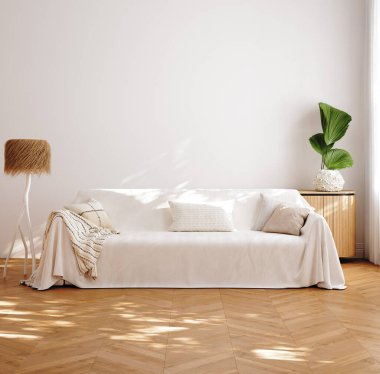 Ev maketi, sahil oturma odası iç plan, 3D çizim