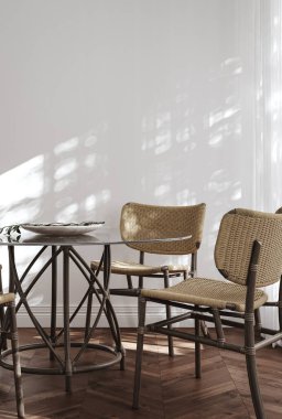 Ev maketi, rahat modern yemek odası arka plan, 3D resim