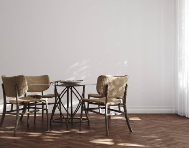 Ev maketi, rahat modern yemek odası arka plan, 3D resim