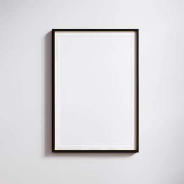 Siyah çerçeve maketi yakın, 2x3 kağıt oranı passepartmanlı, 3d render