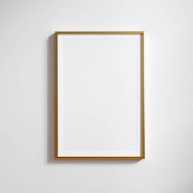 Altın çerçeve maketi, 2x3 kağıt oranı, passepartmanlı, 3d render