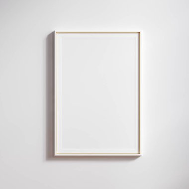 White frame mockup close up, 2x3 paper ratio with passepartout, 3d render