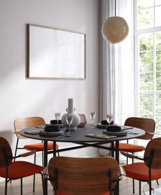 Ev içi çerçeve modeli, rahat modern mutfak iç mimarisi, 3D görüntüleme