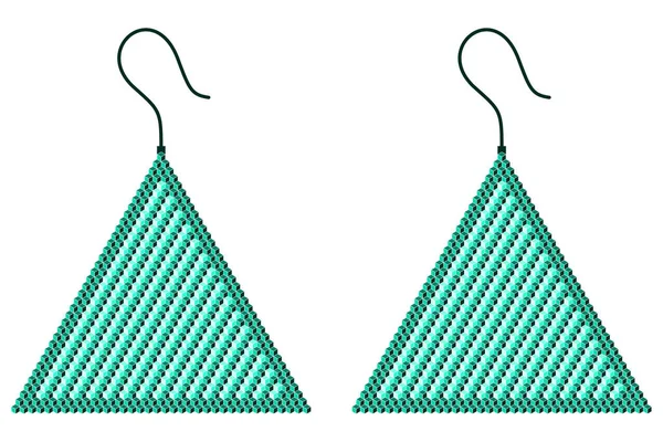 Due Orecchini Turchese Scuro Chiaro Forma Triangolo Fatti Quadrati — Vettoriale Stock