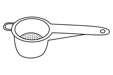 Kitchen strainer icon with hole for hanging, black outline