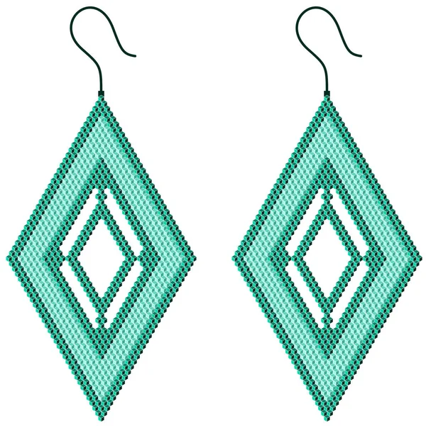 Pendientes Forma Rombo Verde Claro Oscuro Con Hueco Borde Verde — Vector de stock