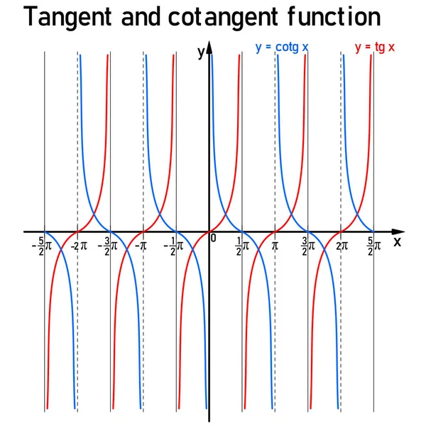 Représentation Graphique Tangente Goniométrique Des Fonctions Cotangentes Sur Ligne Numérique — Image vectorielle