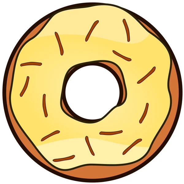 Donut Avec Glaçage Jaune Décoration Marron — Image vectorielle