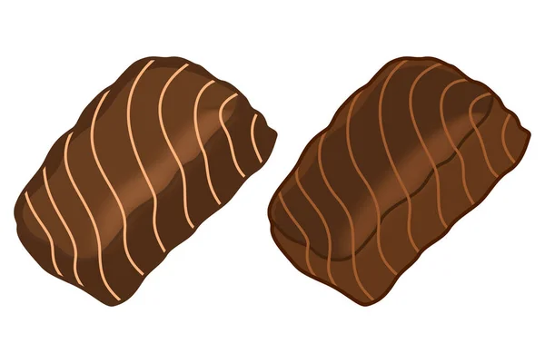 Två Bruna Godis Från Chokladask Med Chokladöverdrag — Stock vektor