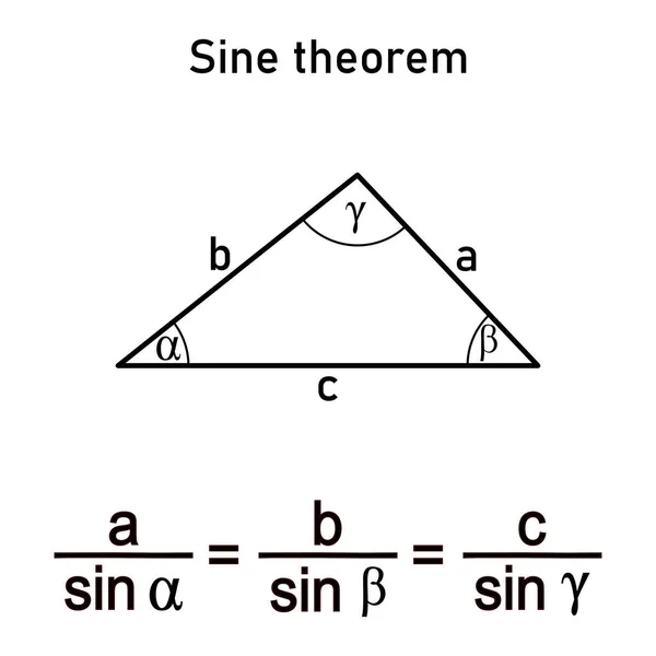 Egy Általános Háromszög Trigonometriája Sine Theorem — Stock Vector
