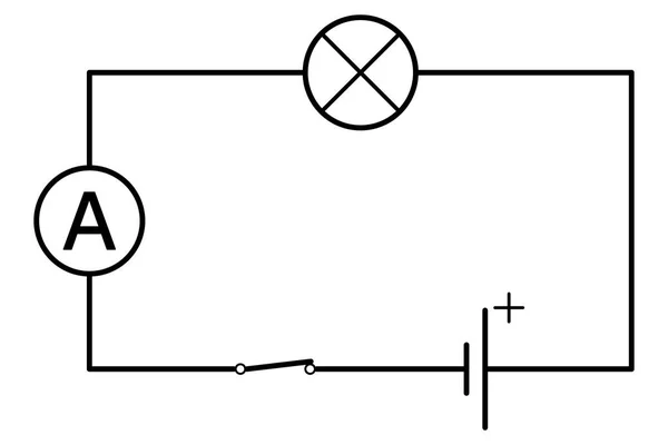 Elektrik Devresindeki Ammetrenin Şematik Bağlantısı Aygıtla Serili — Stok Vektör