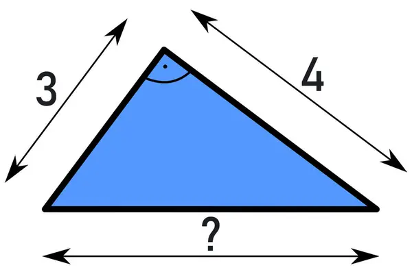 Praktický Příklad Pro Výpočet Předpony Pravoúhlého Trojúhelníku Pomocí Pythagorovy Věty — Stockový vektor