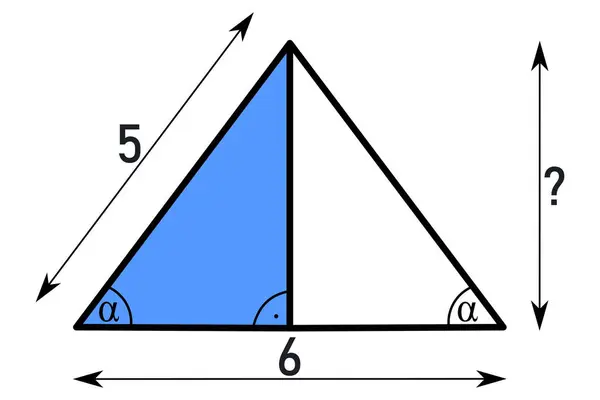 Praktický Příklad Pro Výpočet Strany Pravoúhlý Trojúhelník Jako Polovina Rovnoramenný — Stockový vektor