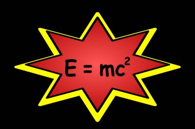 Einstein 'ın kütle ve enerji arasındaki ilişkisi - renkli bir arkaplan üzerindeki denklem