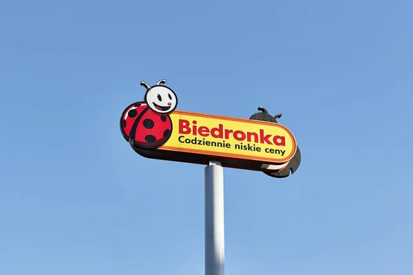 Signboard logo of - Biedronka.