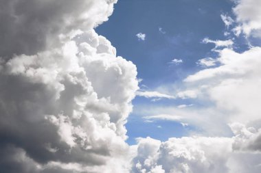 Blue sky and white clouds. Beautiful sky background.