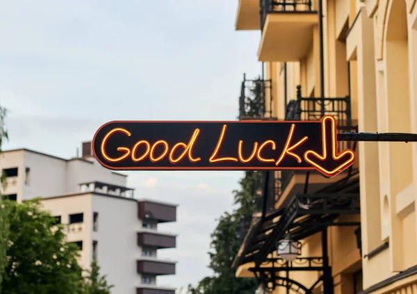 Good Luck sign. Advertisemen Signboard good luck.