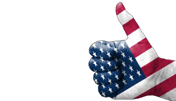 Hand Thumbs Approval Usa United States America Flag Painted Image — Stock Photo, Image