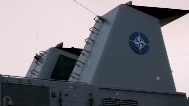 Cagliari Sardinia Italy Nov 2023 Overview Nato Warship Port Military — 图库视频影像