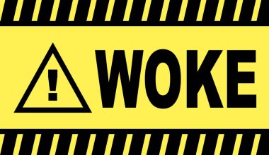 image banner web concept triangle sign danger woke black and yellow, cancel culture and censorship concept clipart