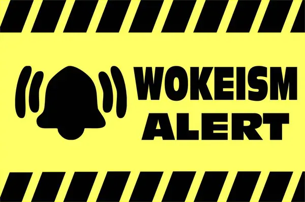 Web pankartı tehlike çanı Wokeism siyah ve sarı alarmda. İptal edilen kültüre ve uyandırılan aşırılıklara dikkat edin.