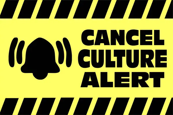 Sarı ve siyah Kültür İptal Uyarı Ağı resmi. Sosyal meseleler ve medya sansürü hakkında kavram