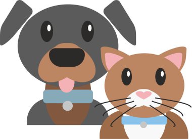 Bir köpekle bir kedinin yüz tasarımı ikonu. Resim grafik ögesi tasarımı