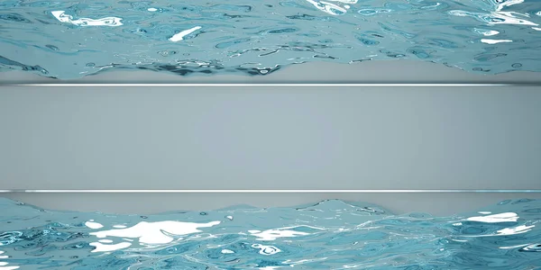 水面のフレームの背景水上のフローティングフレームテキストと画像の装飾3Dイラスト — ストック写真