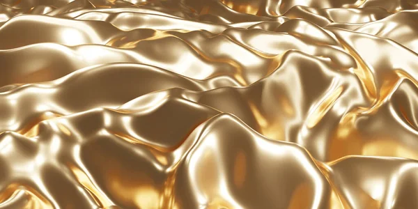 Glanzende Stof Textuur Achtergrond Glinsterende Goud Gerimpelde Sporen Van Stof — Stockfoto
