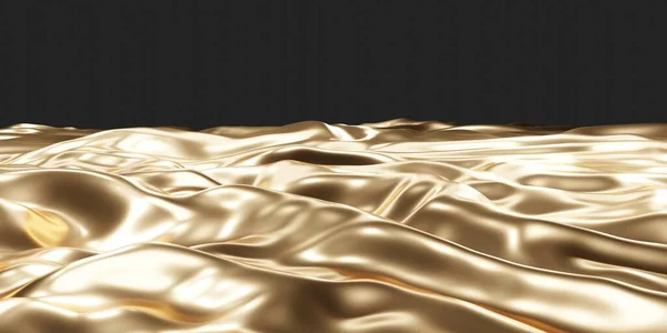 光沢のある生地の質感の背景輝く金のしわのある生地の痕跡3Dイラスト — ストック写真