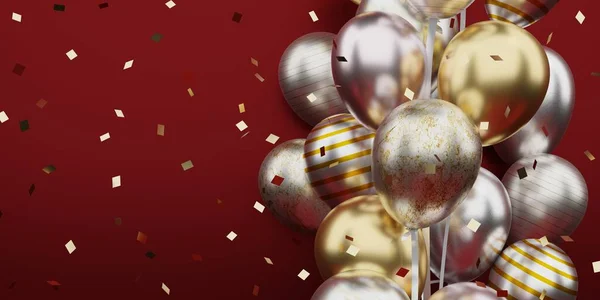 Pastel Balonlar Arka Plan Partisi Mutlu Yıllar Noel Illüstrasyon — Stok fotoğraf