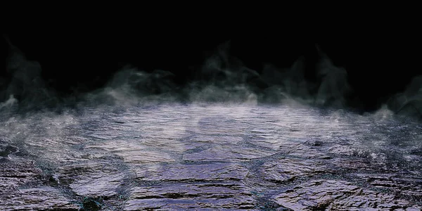 石の床暗い抽象的なシーンの背景舗装煙スモッグテロの背景3Dイラスト — ストック写真