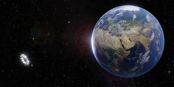 Dünya Yörüngesinde Süzülen Uzay Istasyonu Boyutlu Illüstrasyon — Stok fotoğraf