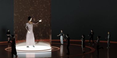 Hologram Çevrimiçi Metaverse Avatar ve Metaverse Sınıfı 3D İllüstrasyon