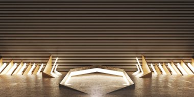 sci-fi background modern showroom neon light and laser technology scene Radiation Reflection 3d Illustration