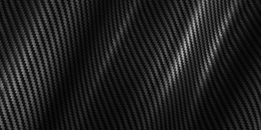 Siyah kevlar doku karbon fiber çizgili kumaş arka plan çizgili dalgalı üç boyutlu illüstrasyon