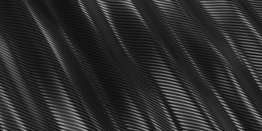 Siyah kevlar doku karbon fiber çizgili kumaş arka plan çizgili dalgalı üç boyutlu illüstrasyon