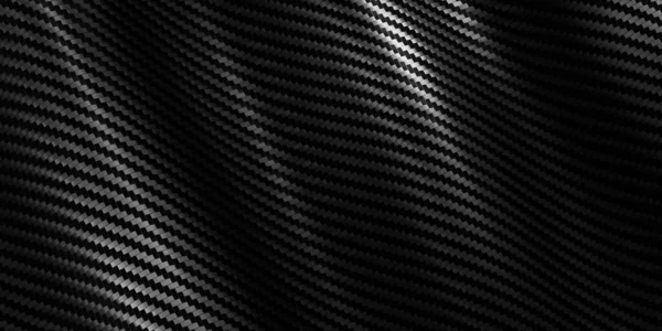Black kevlar texture carbon fiber streaked fabric background striped wavy 3D illustration